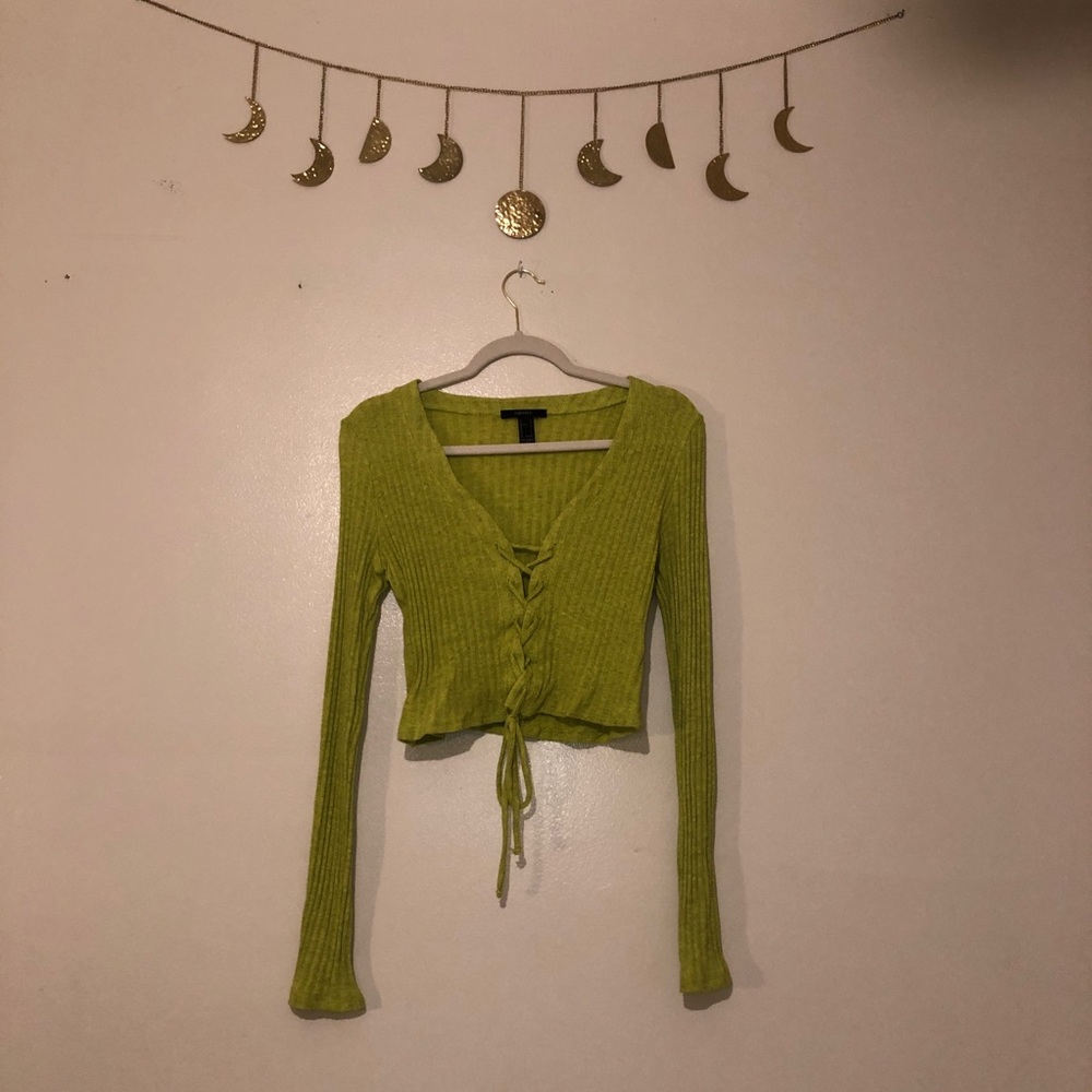 Lace-up crop sweater